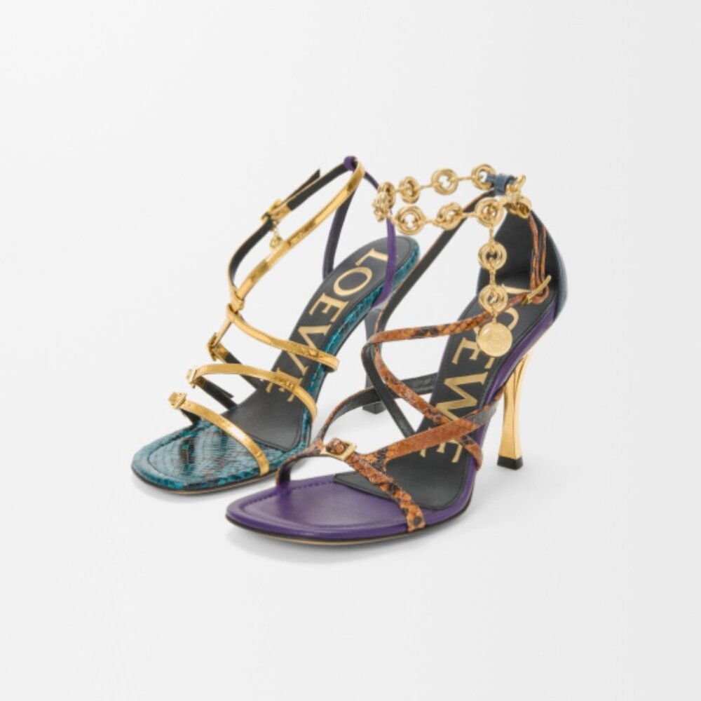 LOEWE NEW COMIC SANDAL IN MIXED LEATHER NIB